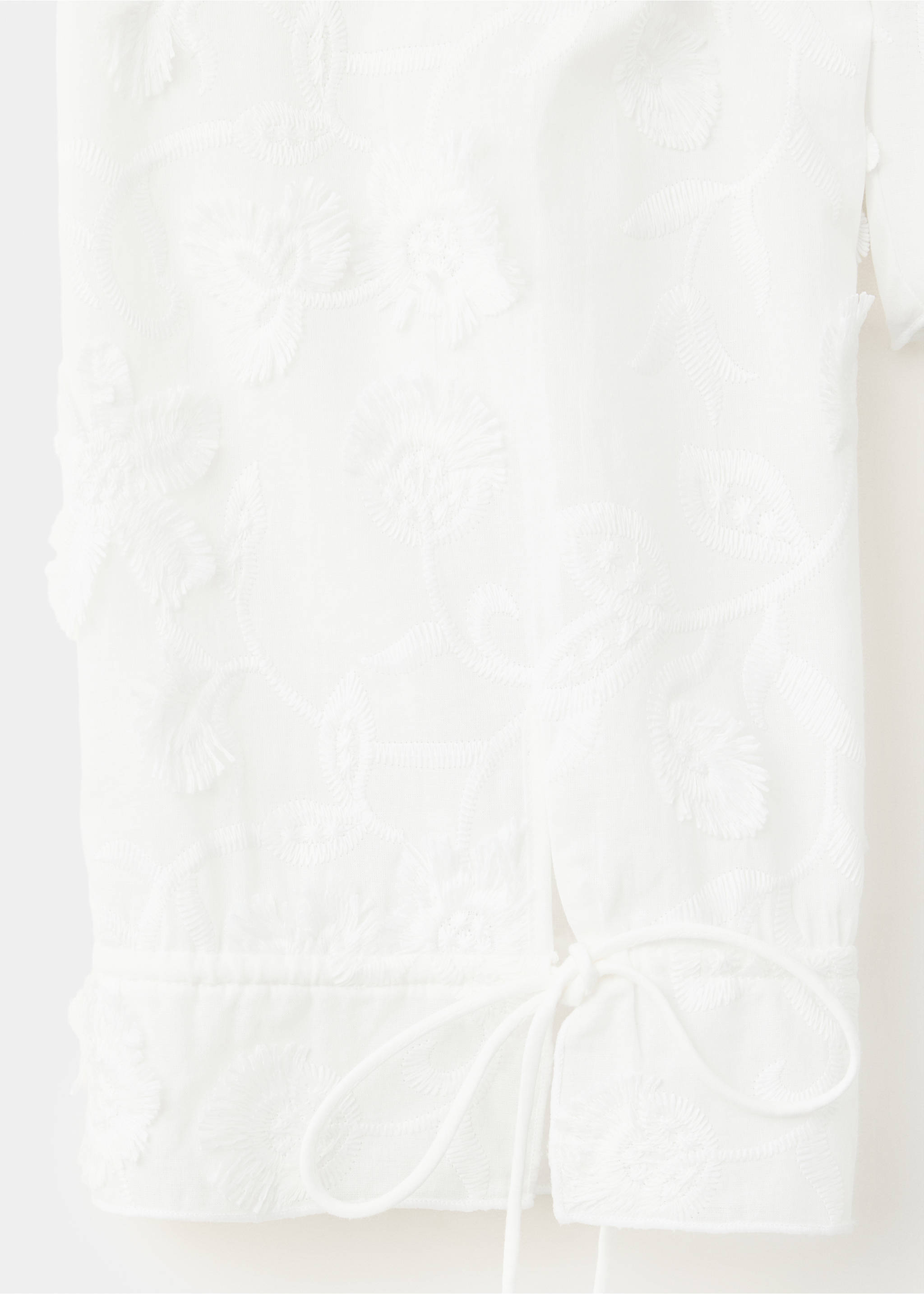 100% cotton blouse with floral embroidery - Details of the article 8, White. Ref: 37084100-00.