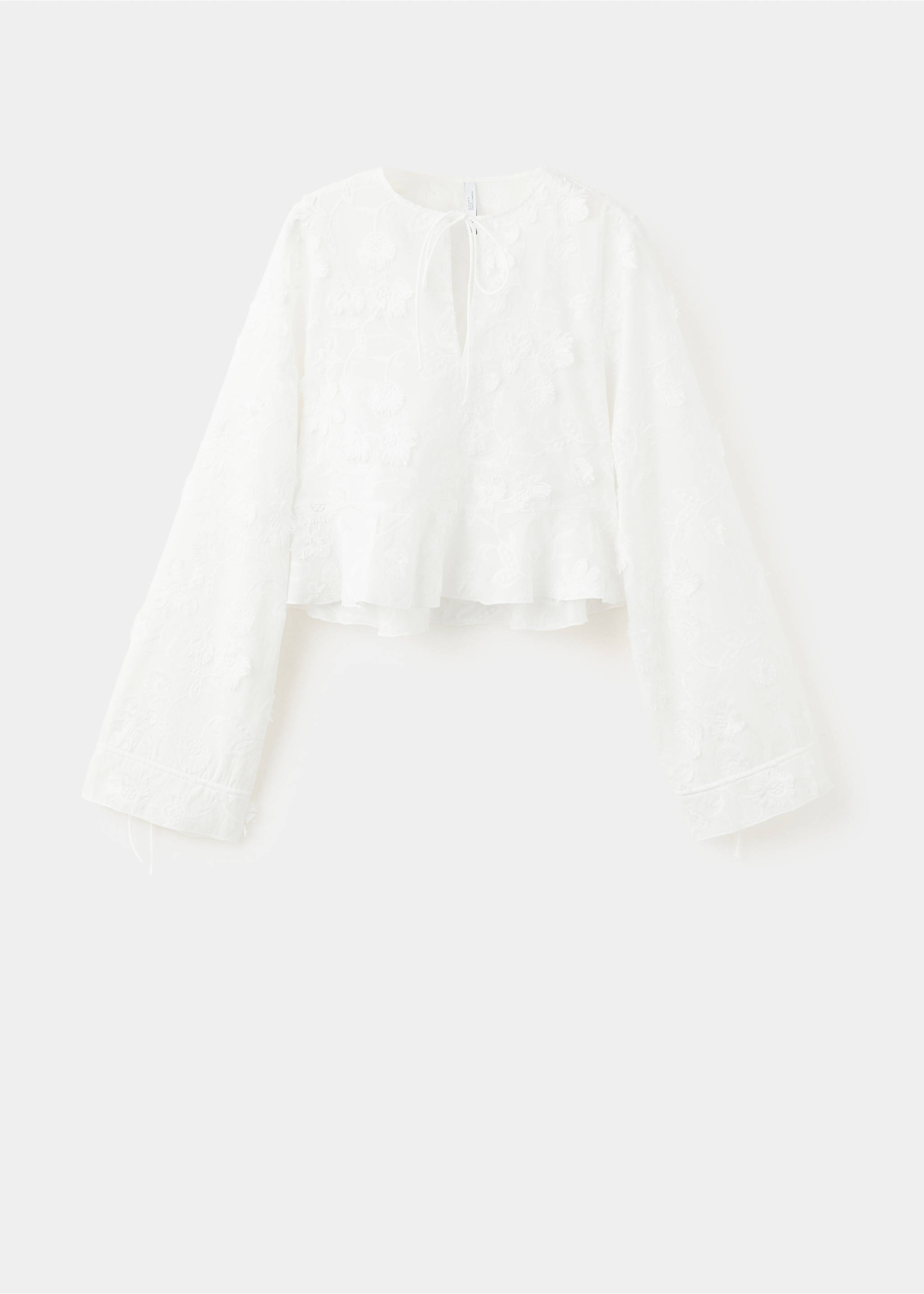 100% cotton blouse with floral embroidery - Article without model, White. Ref: 37084100-00.