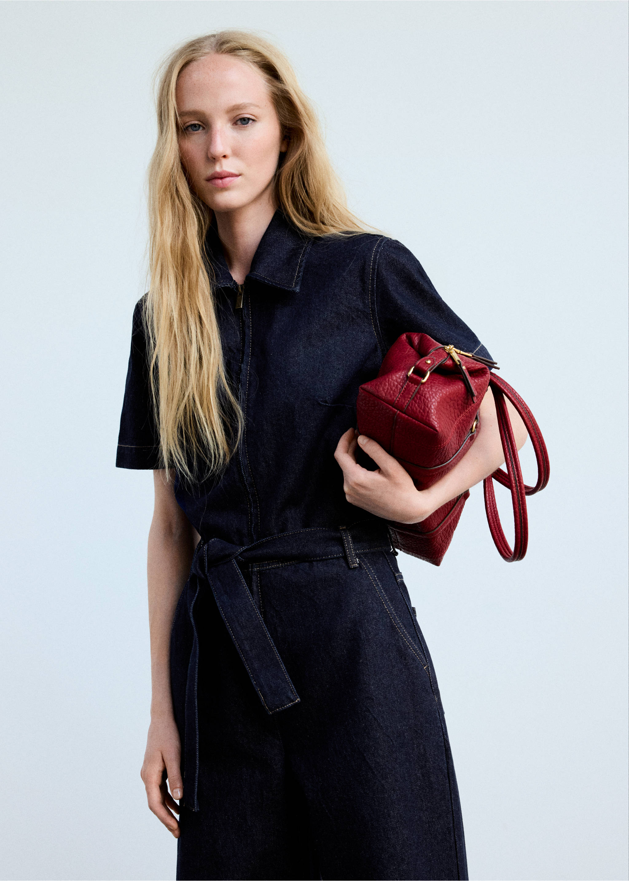 Denim jumpsuit belt - Medium plane, Open Blue. Ref: 37084102-00.