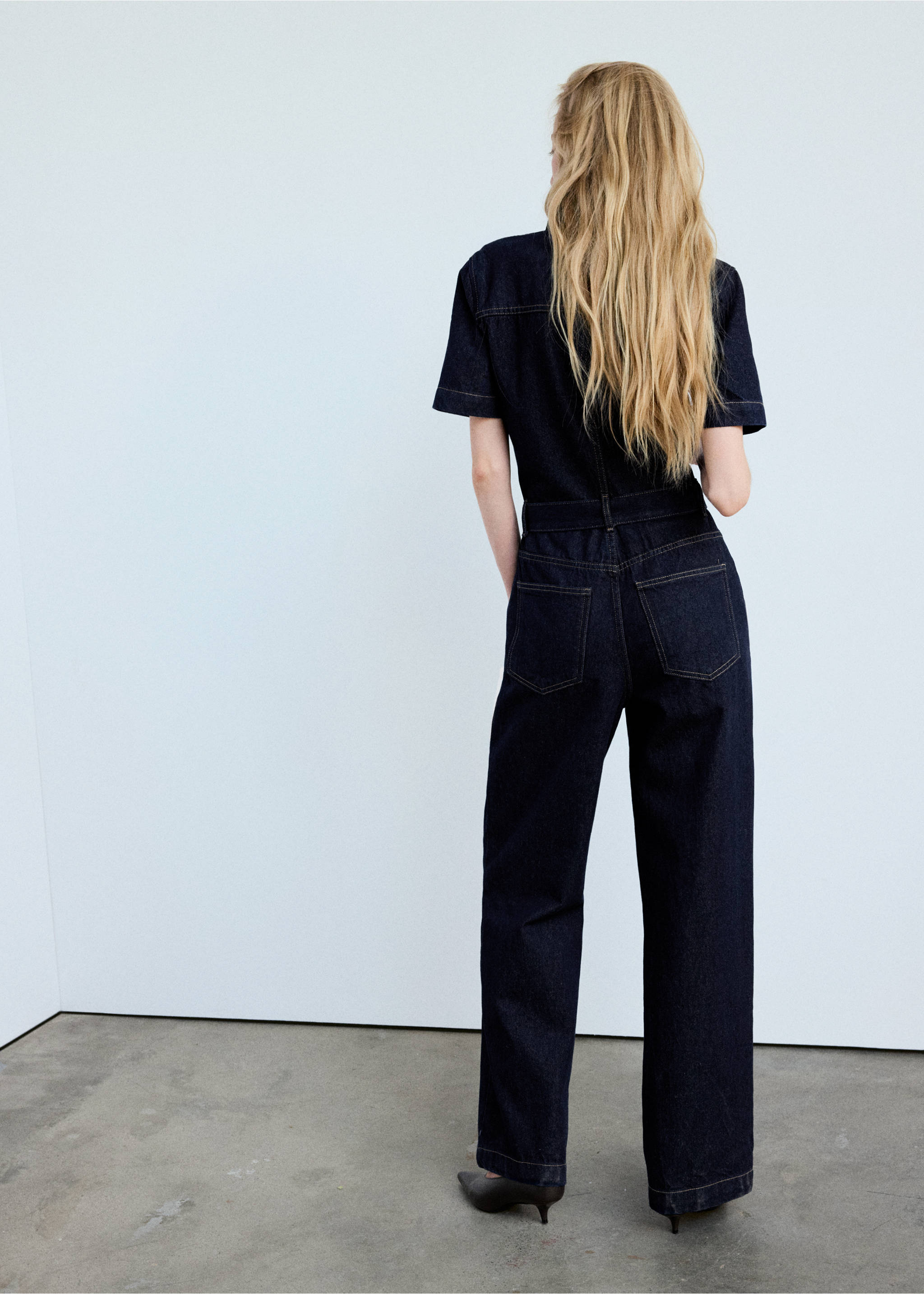 Denim jumpsuit belt - Reverse of the article, Open Blue. Ref: 37084102-00.
