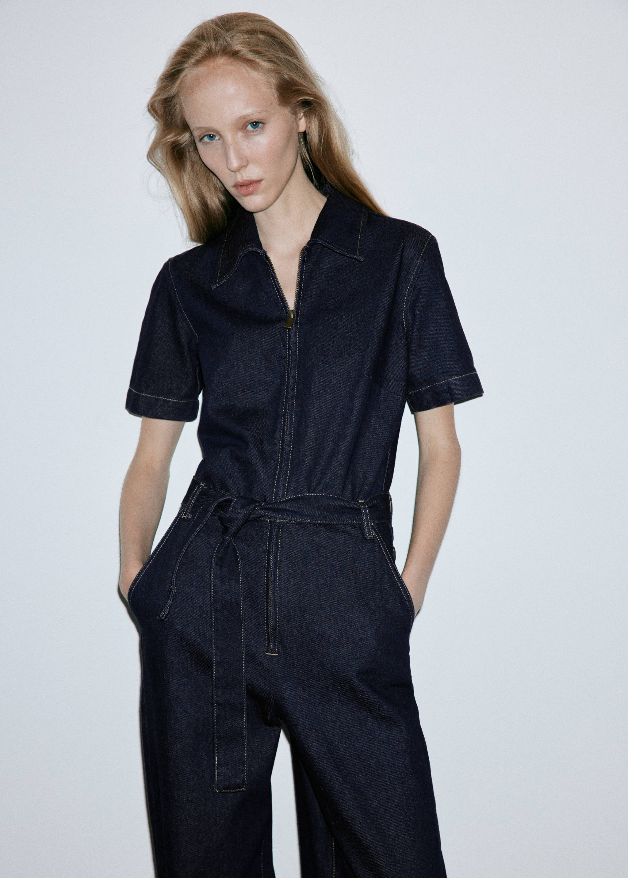 Mango Kemerli denim tulum görsel 8