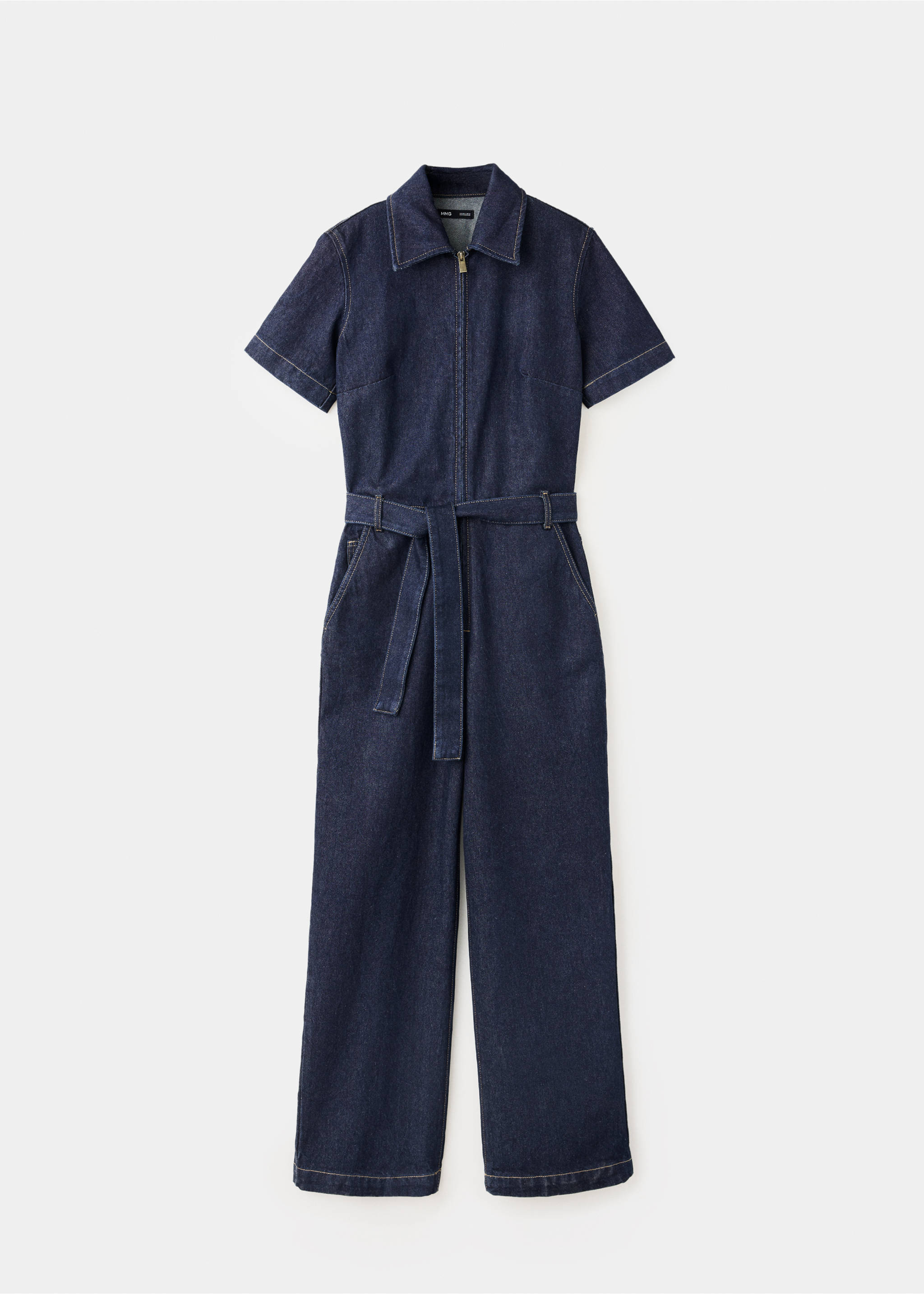 Jeans-Jumpsuit mit Gürtel - Artikel ohne Model, Blau. Ref: 37084102-00.