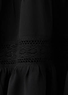 V-neck blouse with lace trim — Black 6