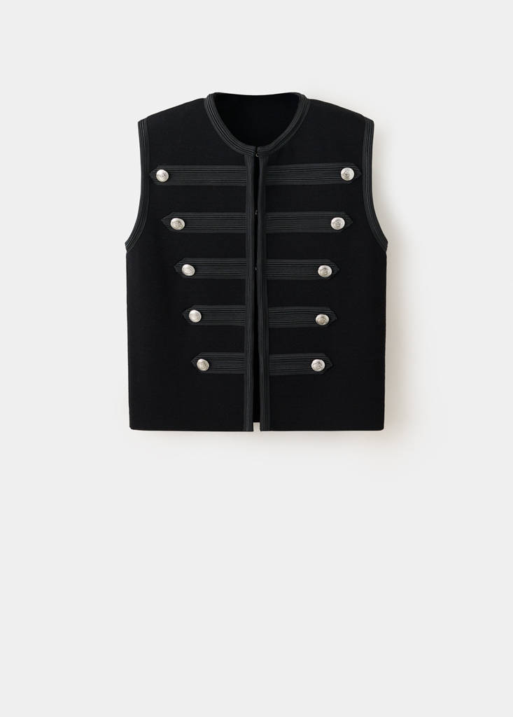 Knitted gilet with buttons — Black