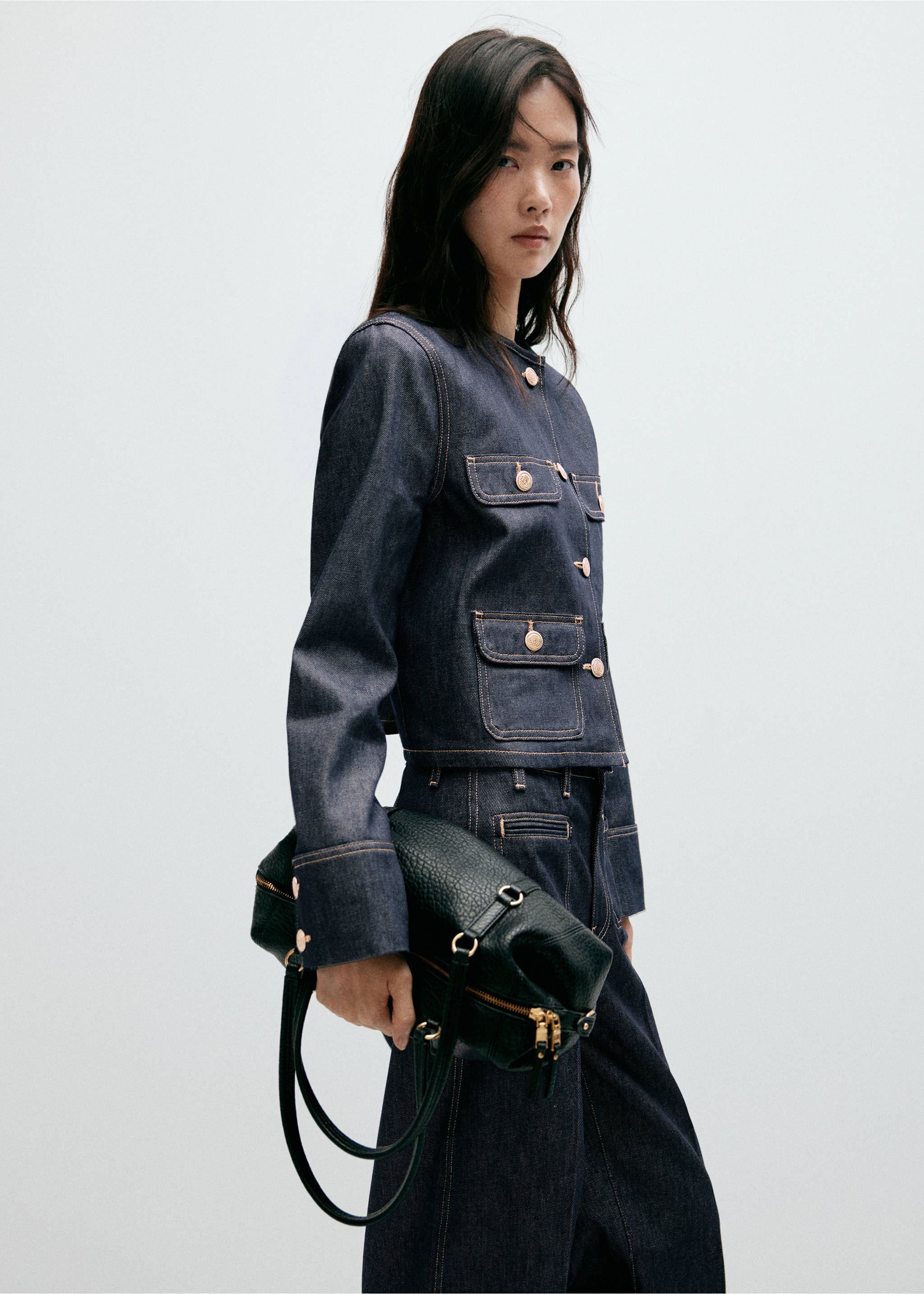 Denim jacket with pockets - Medium plane, Open Blue. Ref: 37084109-00.