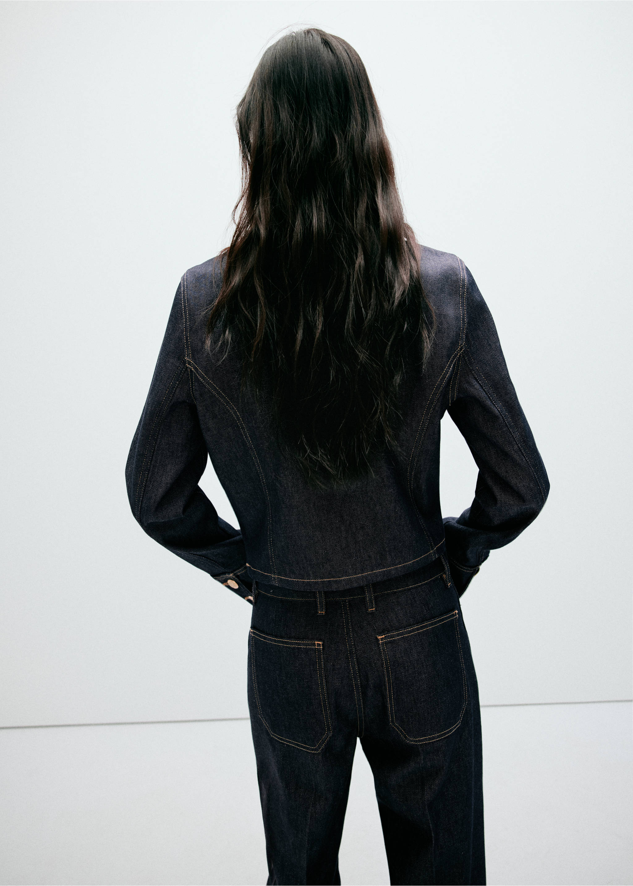 Denim jacket with pockets - Reverse of the article, Open Blue. Ref: 37084109-00.