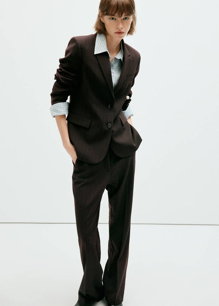 Straight-fit suit trousers — Brown