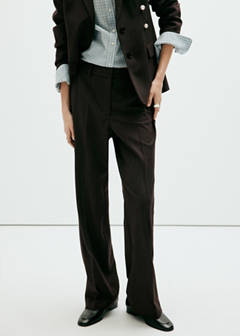 Straight-fit suit trousers — Brown 1