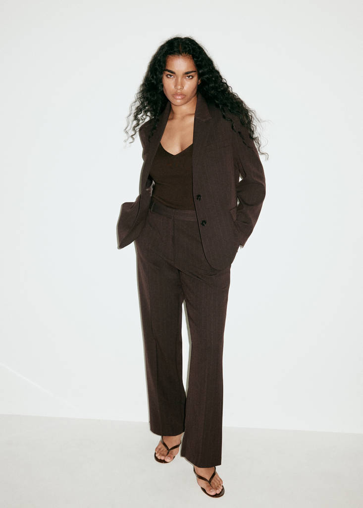 Straight-fit suit trousers — Brown