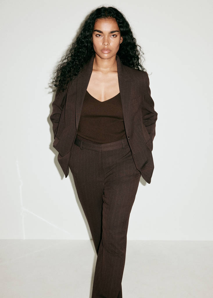 Straight-fit suit trousers — Brown