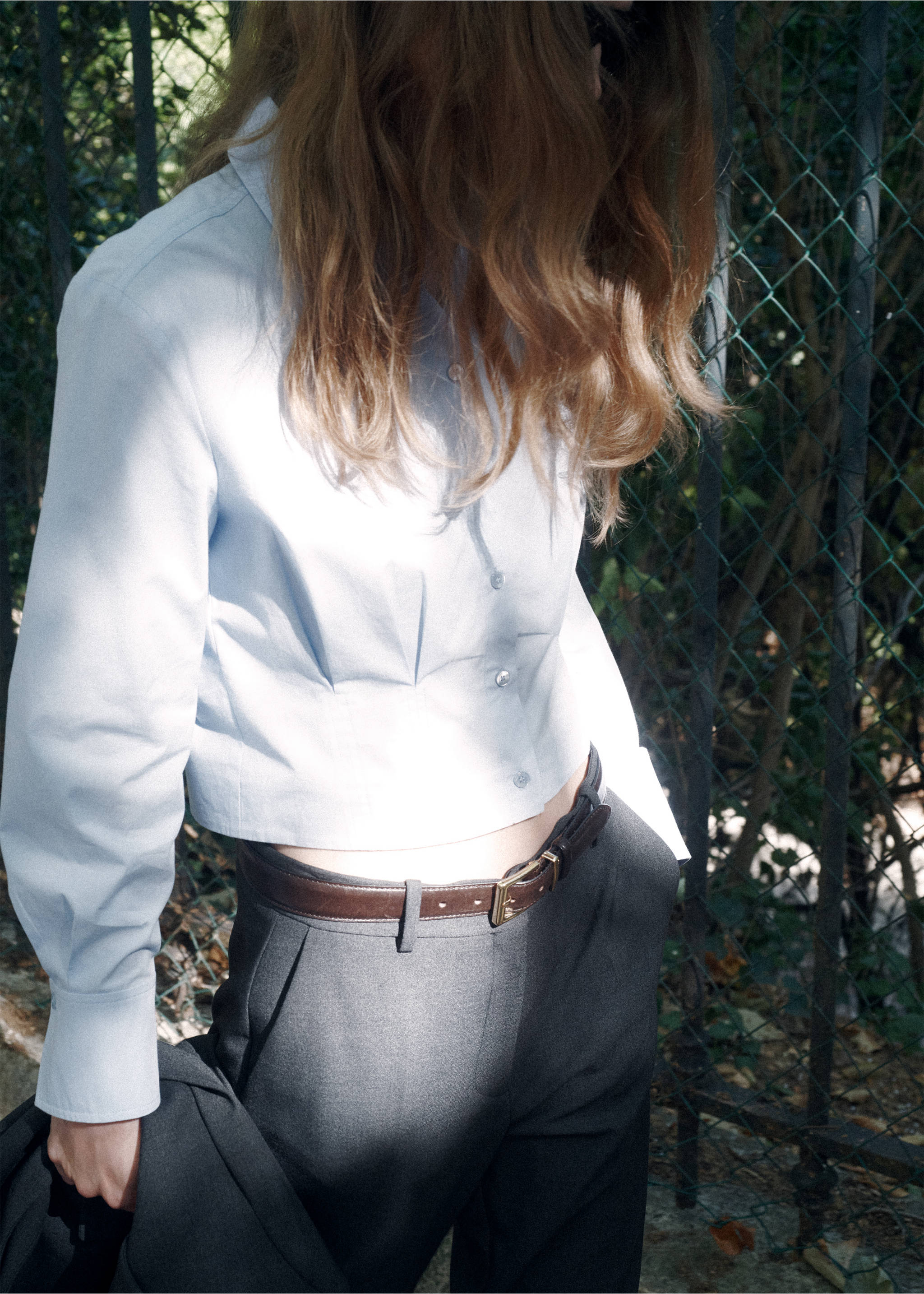 Pinstripe suit trousers - Medium plane, Grey. Ref: 37084111-00.