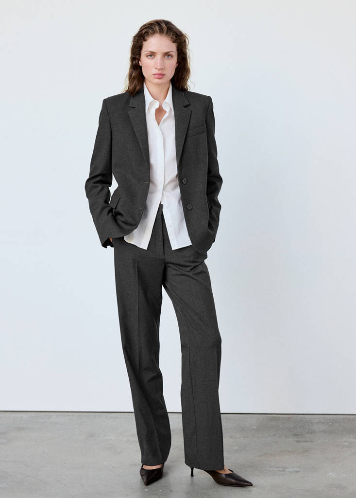 Straight-fit suit trousers — Grey