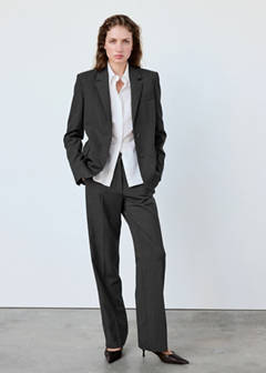 Straight-fit suit trousers — Grey 11