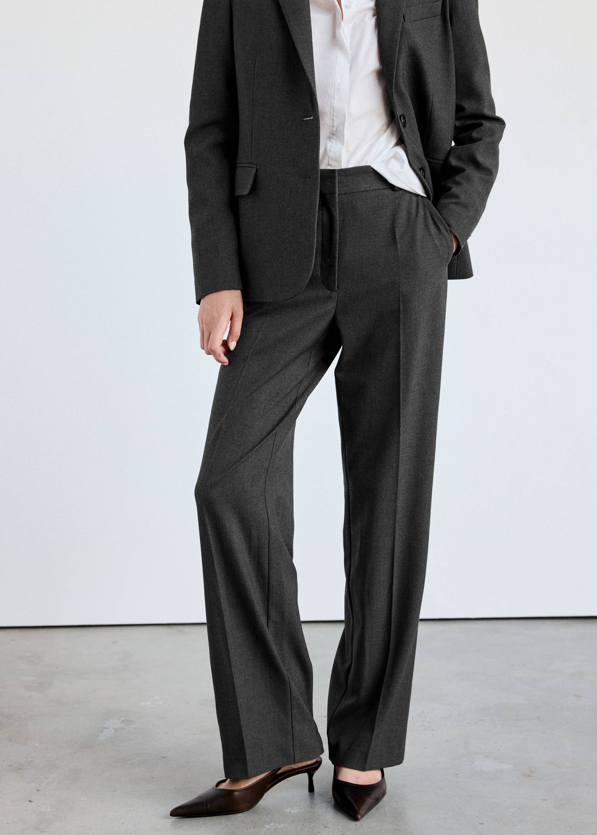 Straight-fit suit trousers - Medium plane