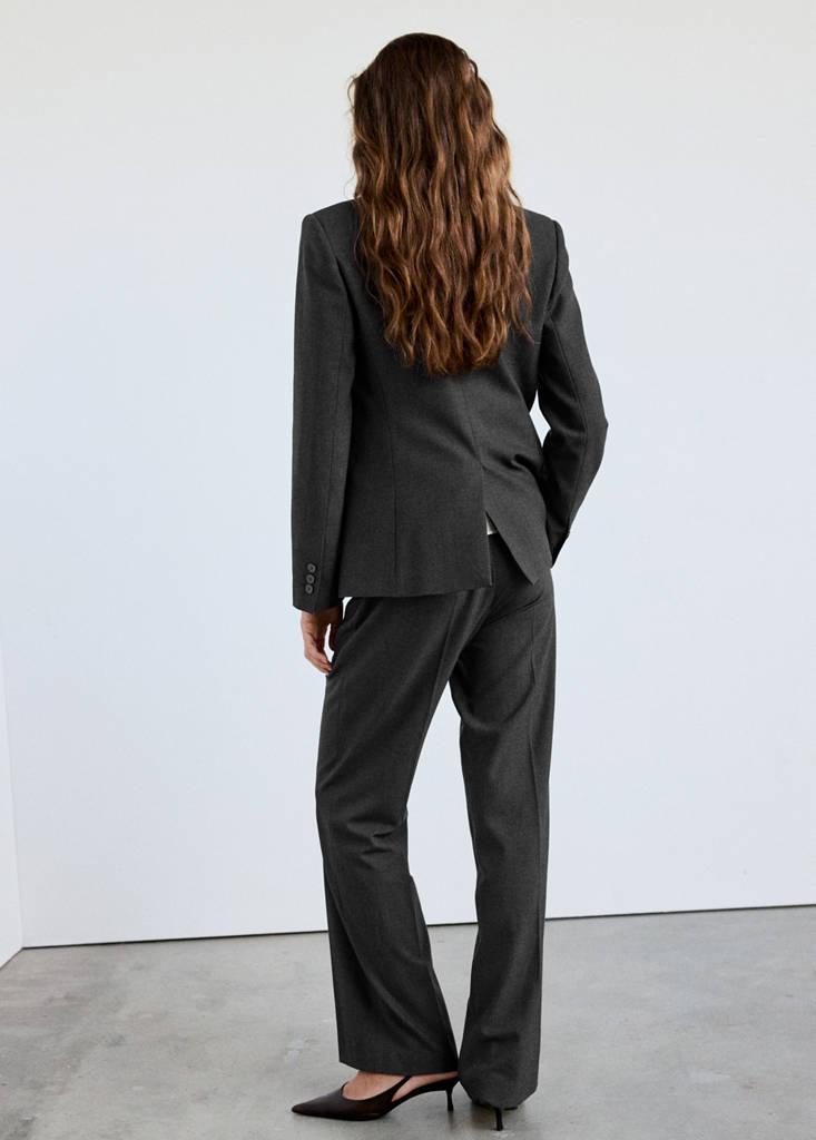 Straight-fit suit trousers — Grey