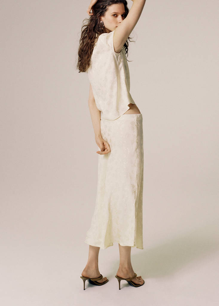 Jacquard flared skirt — Ecru