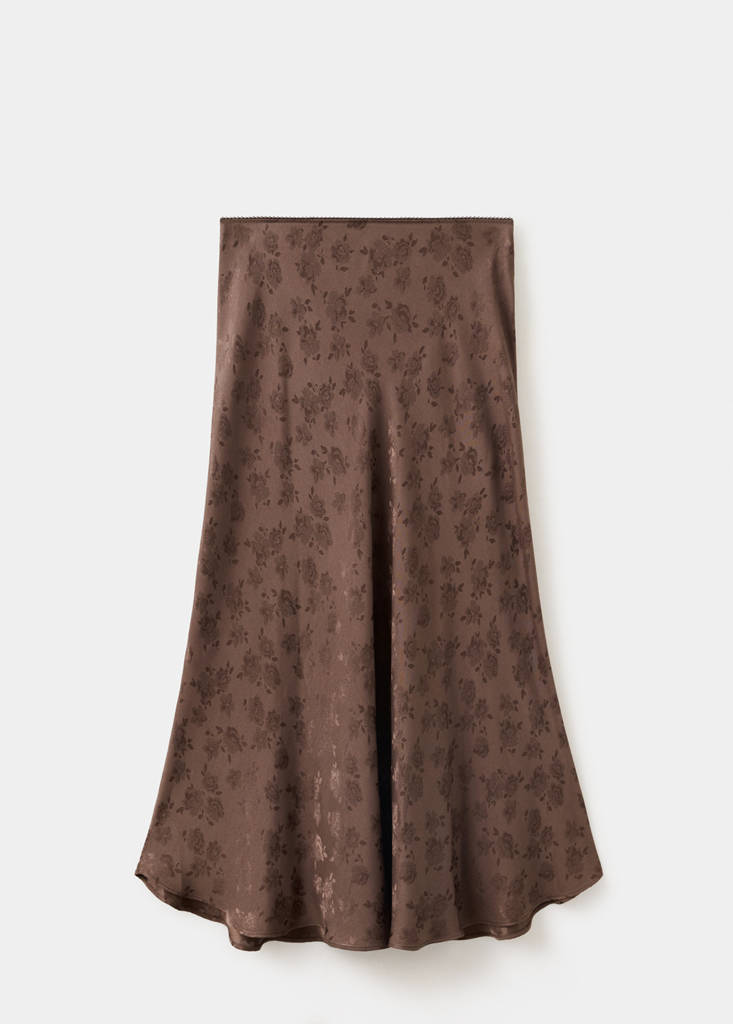 Jacquard flared skirt — Brown