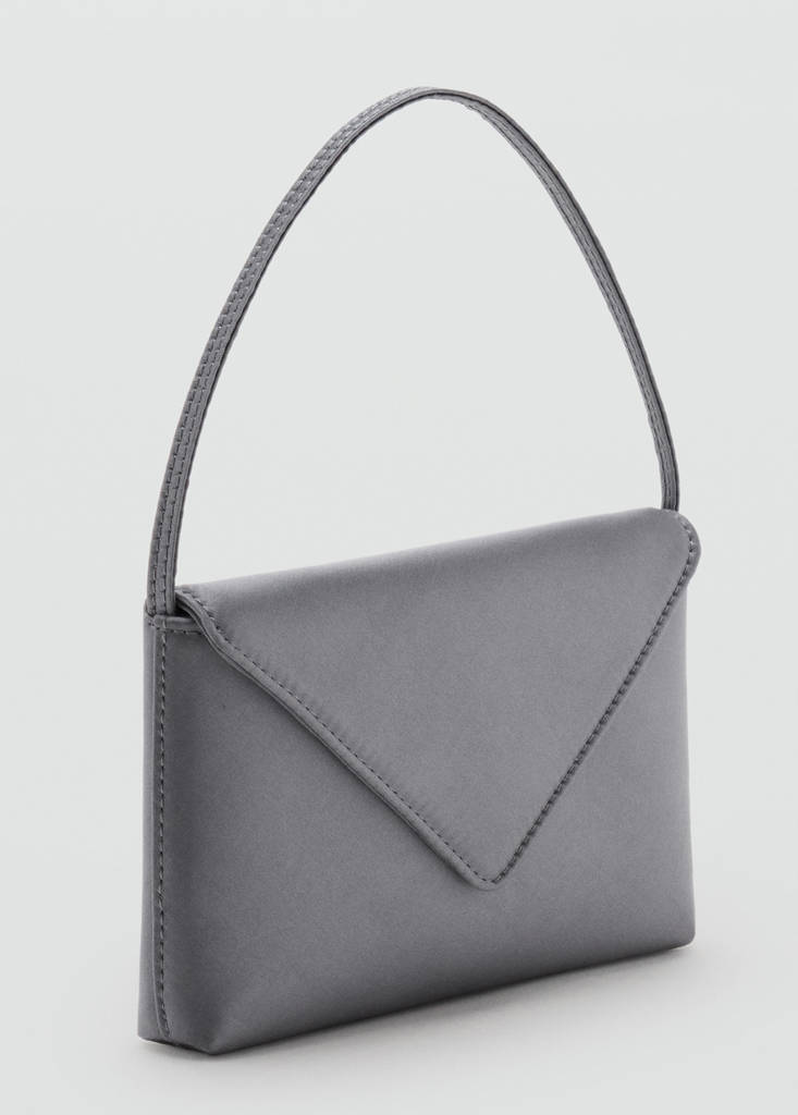 Satin flap handbag — Grey