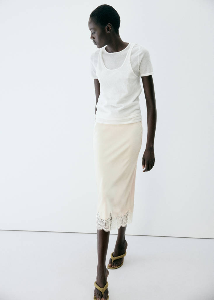 Satin lace skirt — Ecru