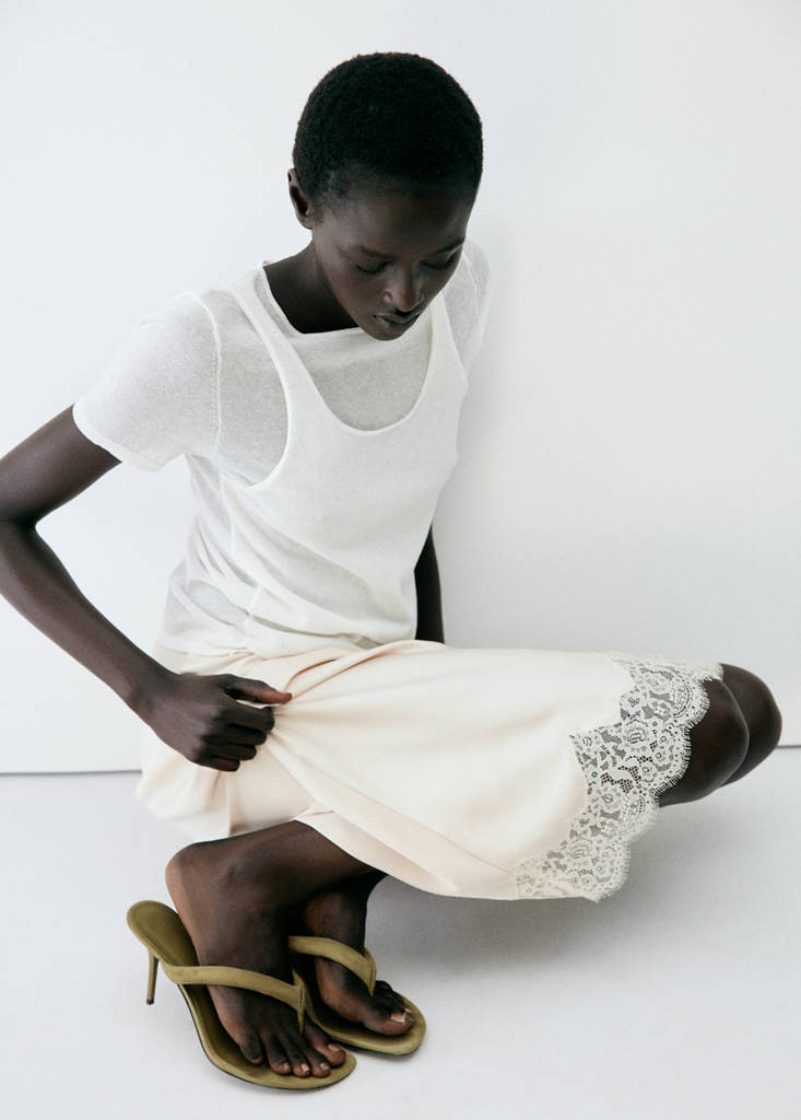 Satin lace skirt — Ecru