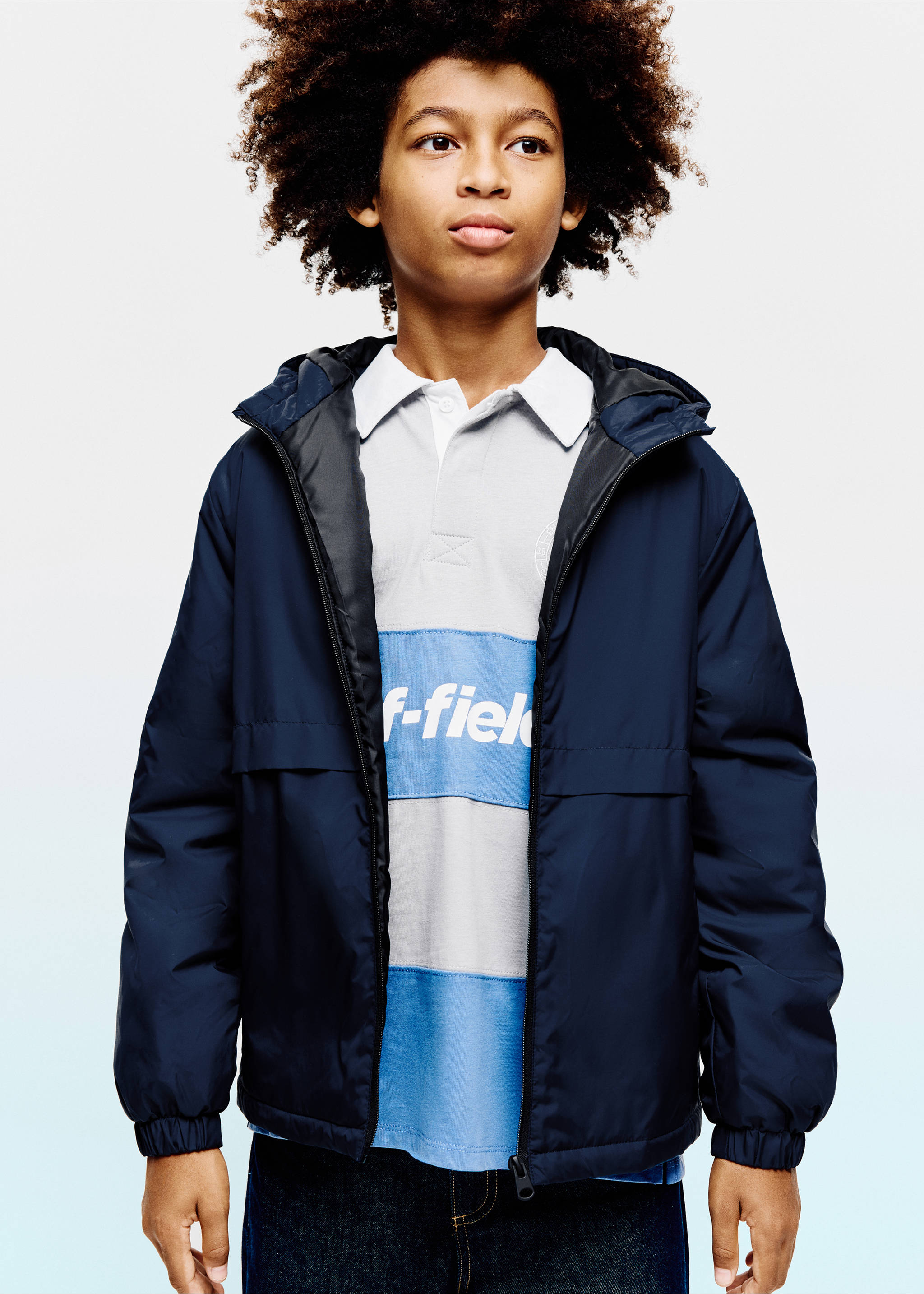 Hood puffer coat - Medium plane, Dark Navy. Ref: 37084400-00.