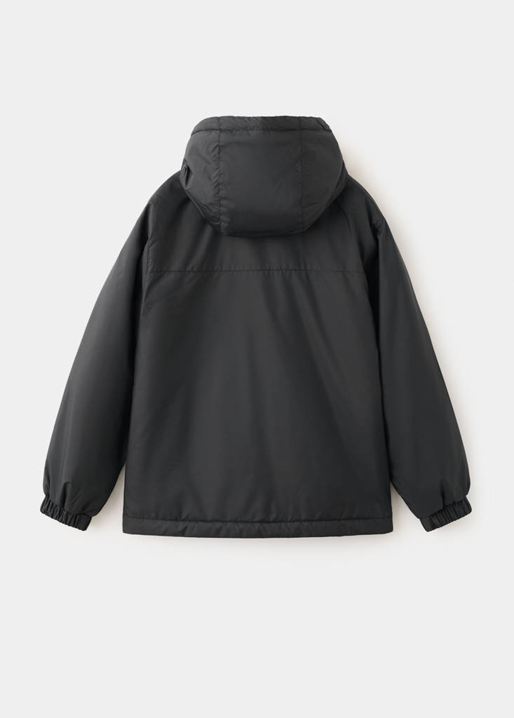 Hood puffer coat — Black