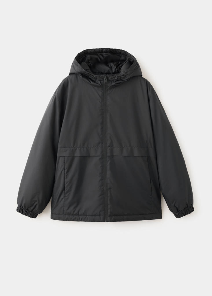 Hood puffer coat — Black