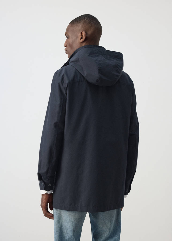 Water-repellent hooded parka — Night Blue