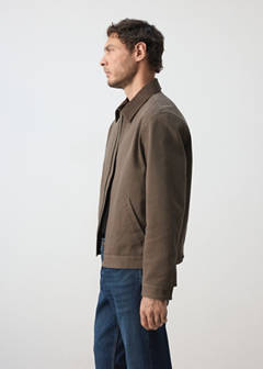 Corduroy collar denim jacket — Brown 5