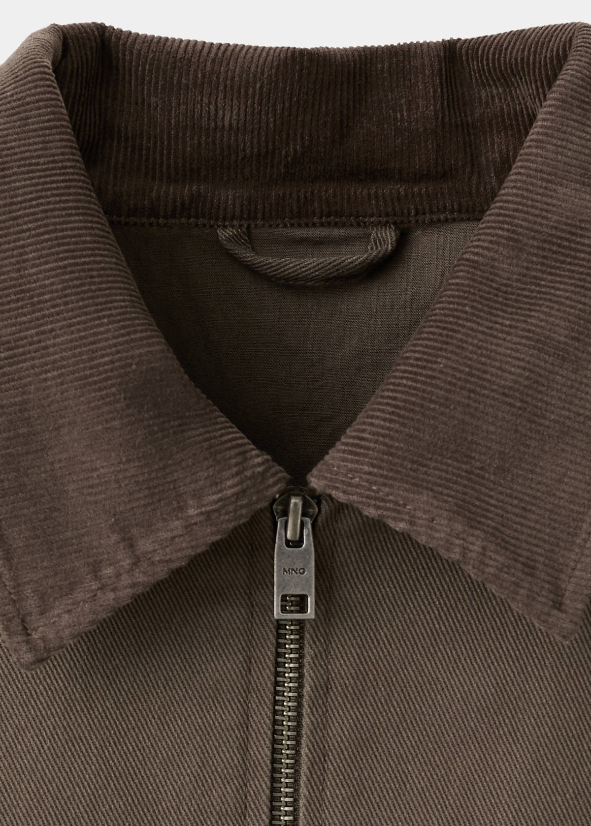 Corduroy collar denim jacket — Brown