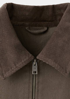 Corduroy collar denim jacket — Brown 8