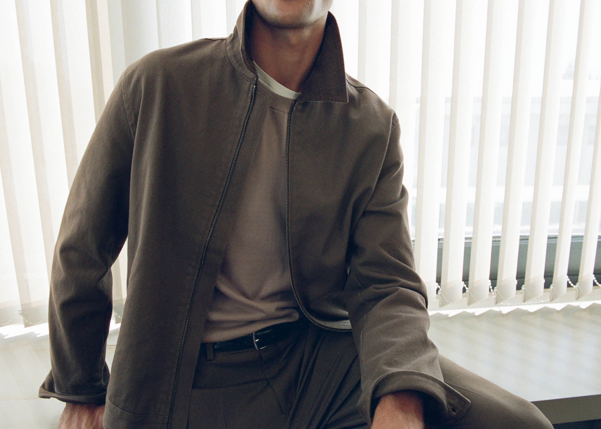 Corduroy collar denim jacket - Panoramic plane