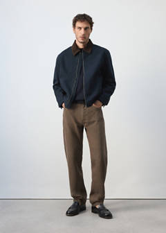 Corduroy collar denim jacket — Navy 2
