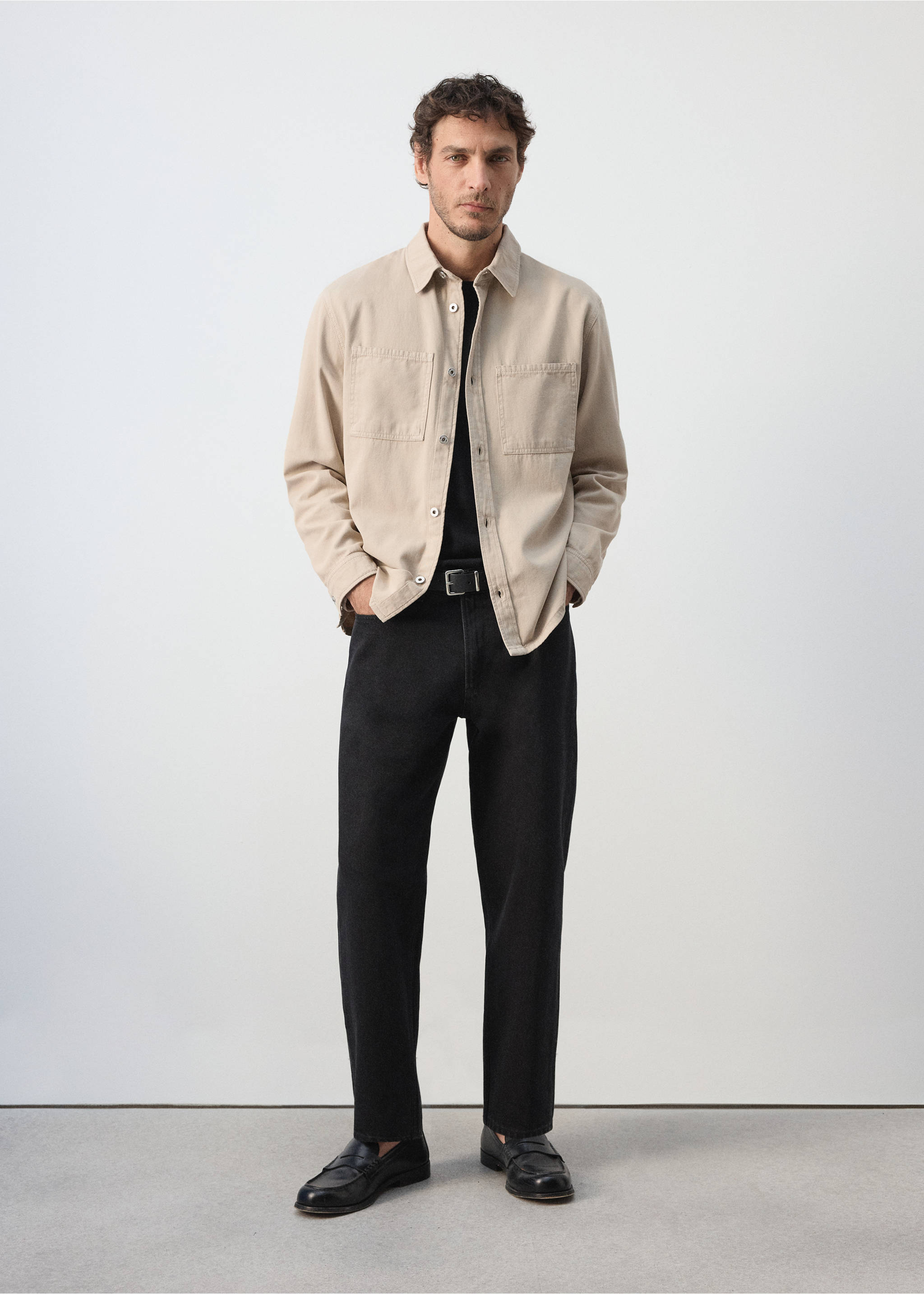 Denim overshirt pockets - General plane, Beige. Ref: 37084404-00.