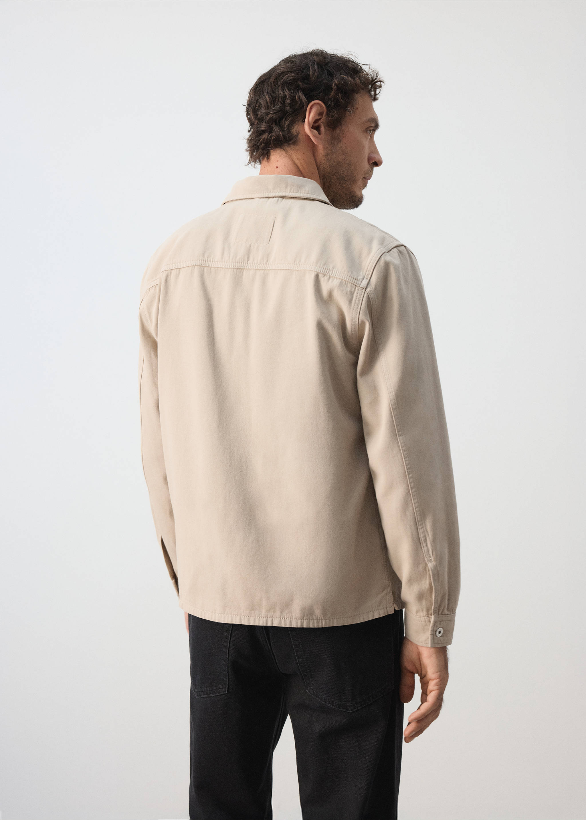 Denim overshirt pockets - Reverse of the article, Beige. Ref: 37084404-00.