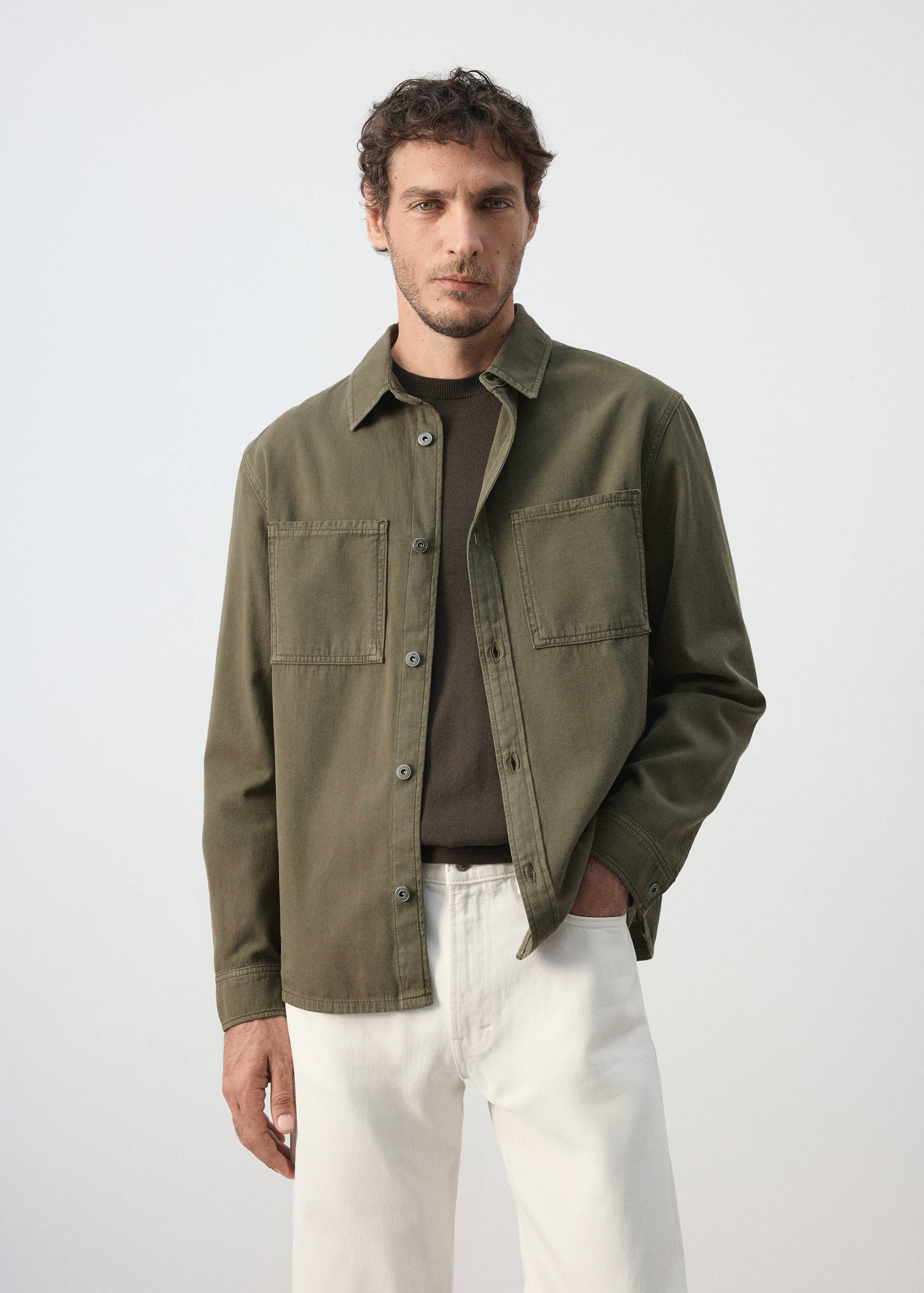 Denim overshirt pockets - Medium plane