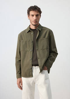 Denim overshirt pockets — Khaki 1
