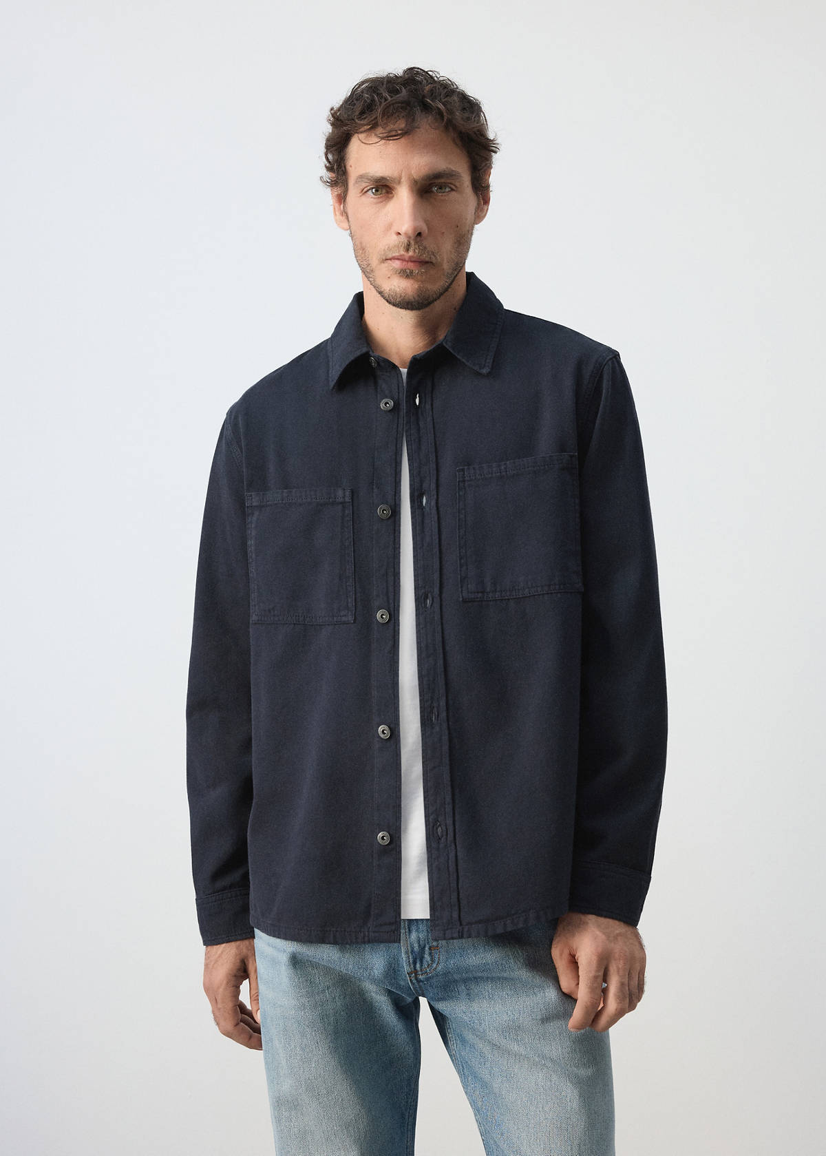 Denim overshirt pockets — Navy