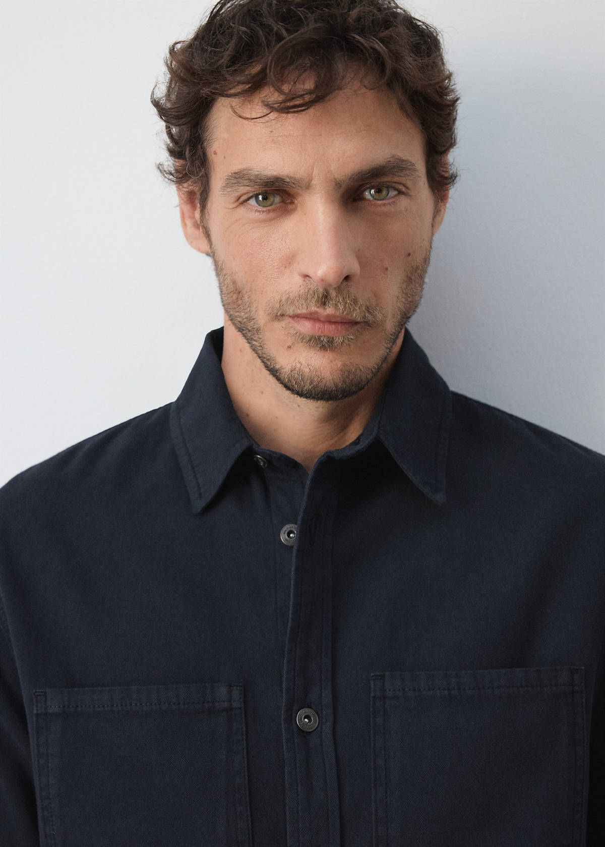 Denim overshirt pockets — Navy