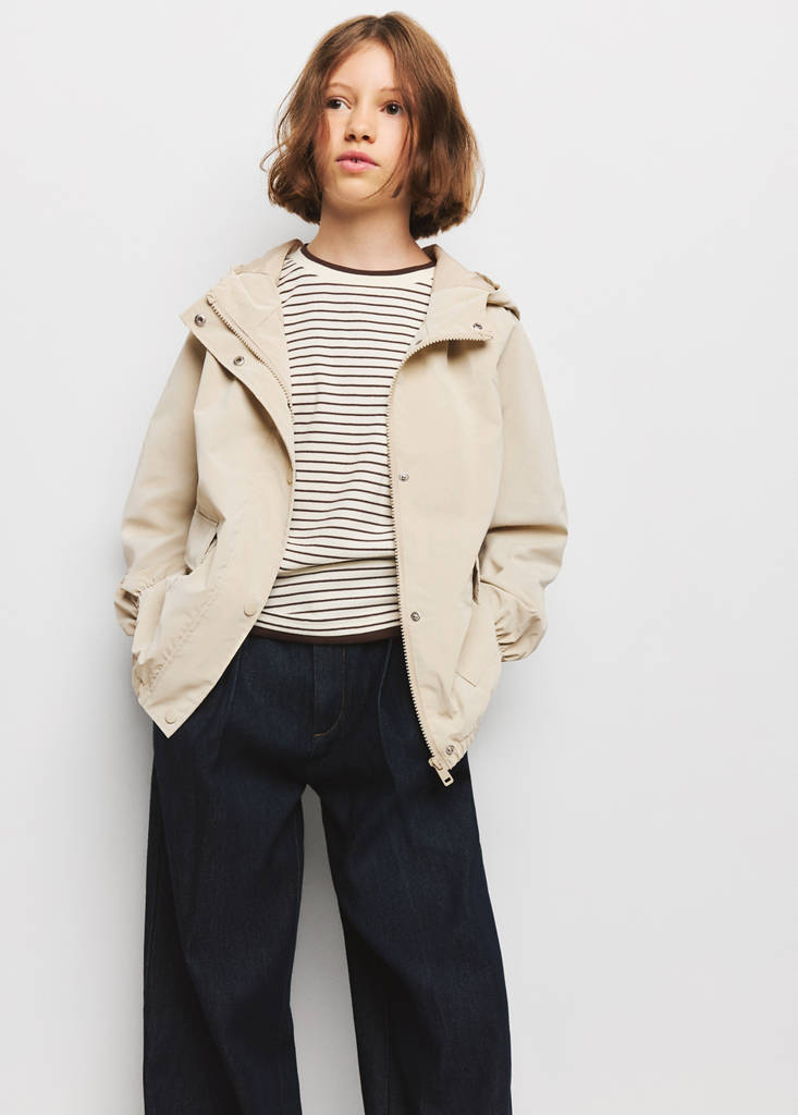 Rubberised jacket with hood — Light/Pastel Grey