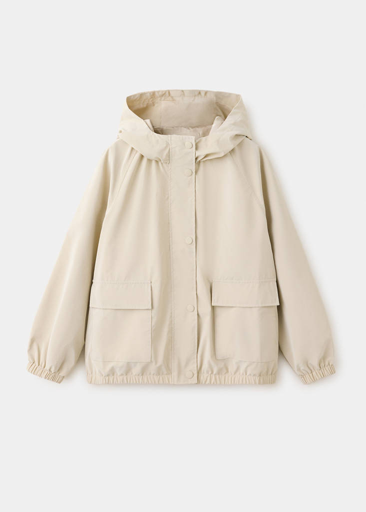 Rubberised jacket with hood — Light/Pastel Grey