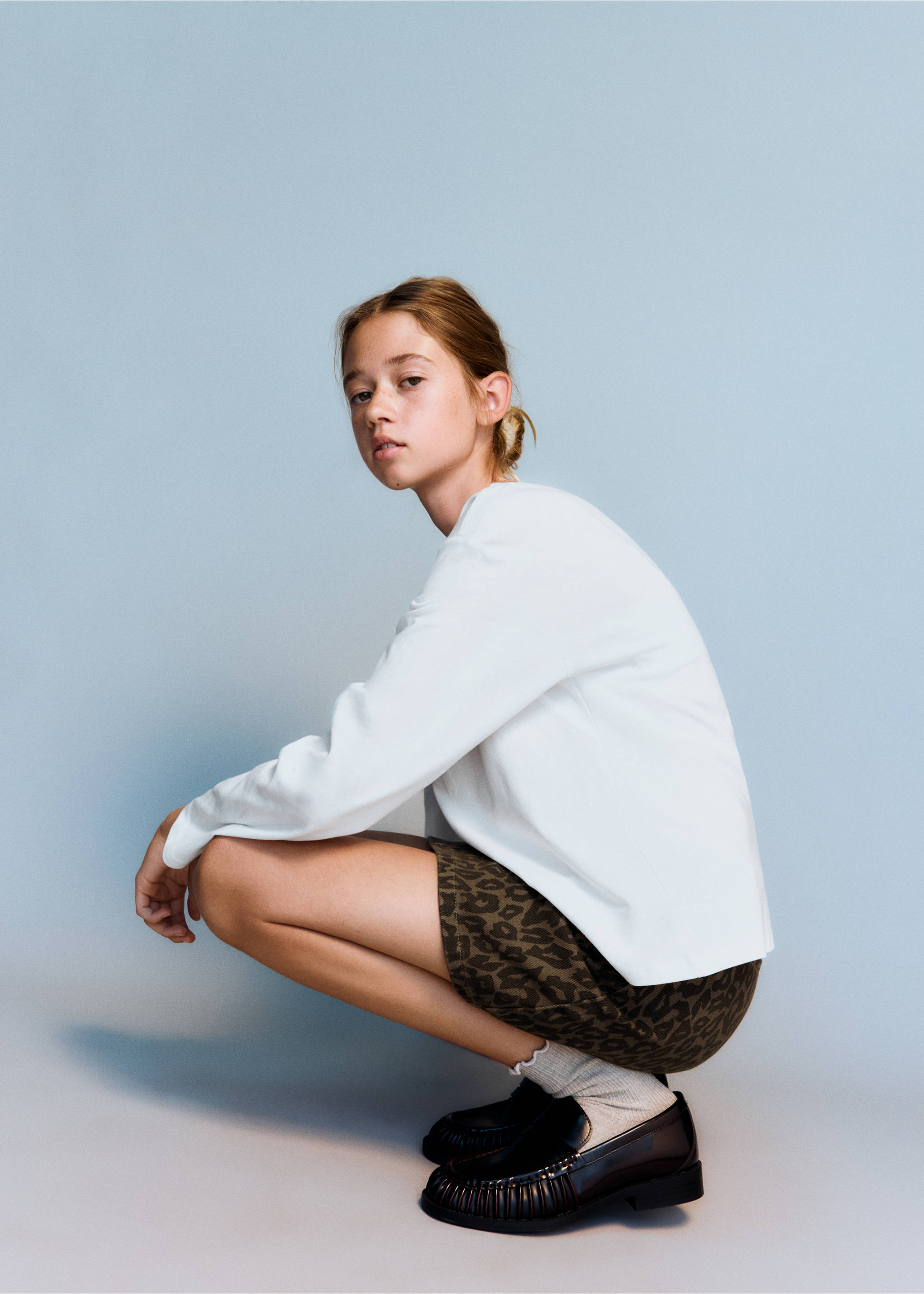 Leopard print denim skirt - Details of the article 1, Brown. Ref: 37084408-00.