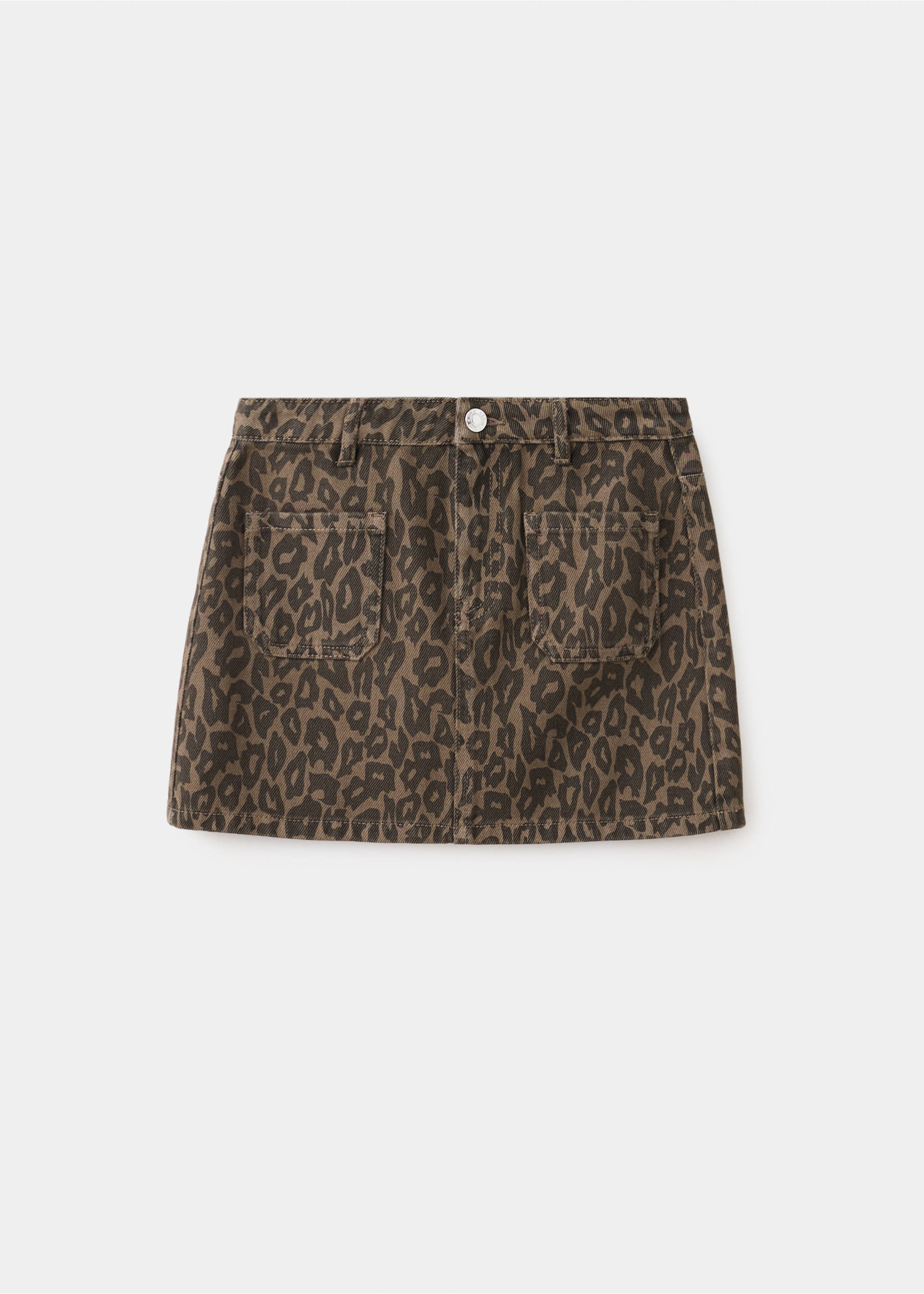 Leopard print denim skirt - Article without model, Brown. Ref: 37084408-00.