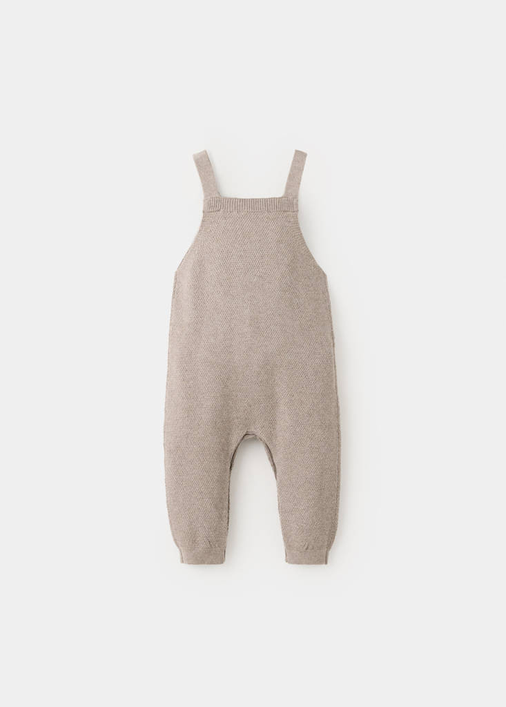 Long knitted dungarees — Medium Brown