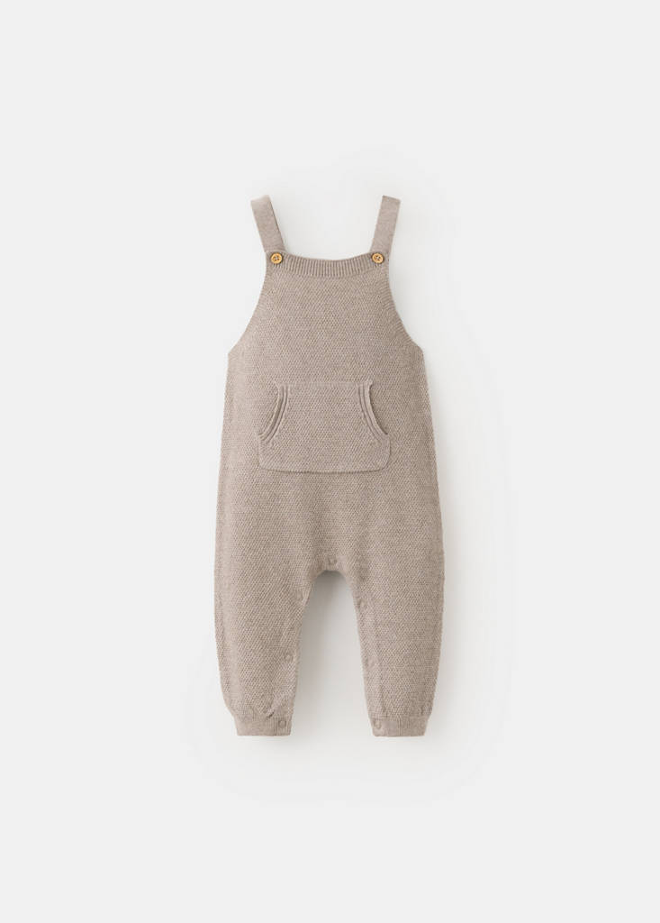 Long knitted dungarees — Medium Brown