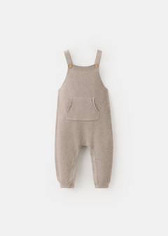 Long knitted dungarees — Medium Brown 1