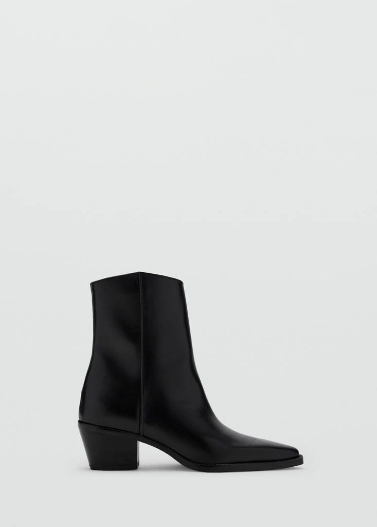 Leather ankle boots with block heel — Black