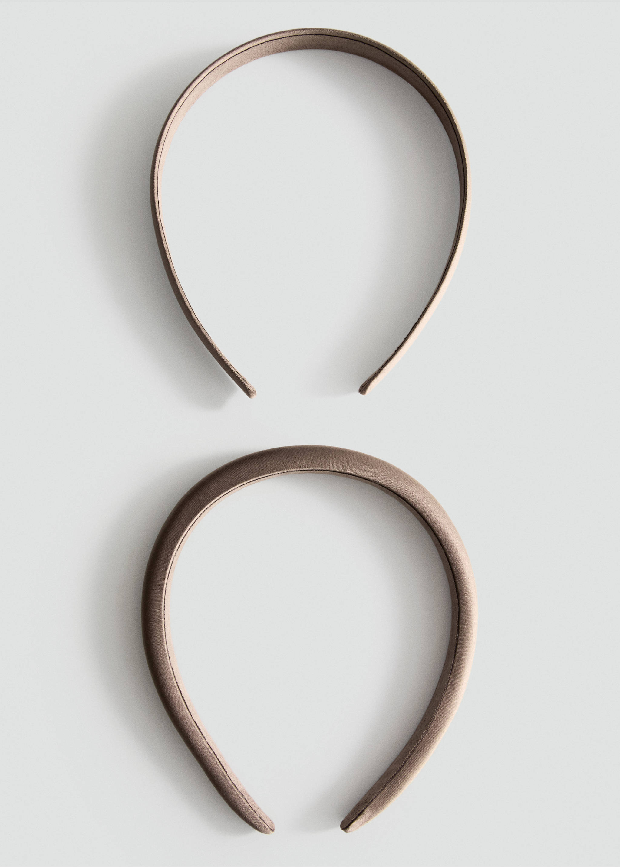 Set of 2 satin headbands - Article without model, Medium Brown. Ref: 37084411-00.