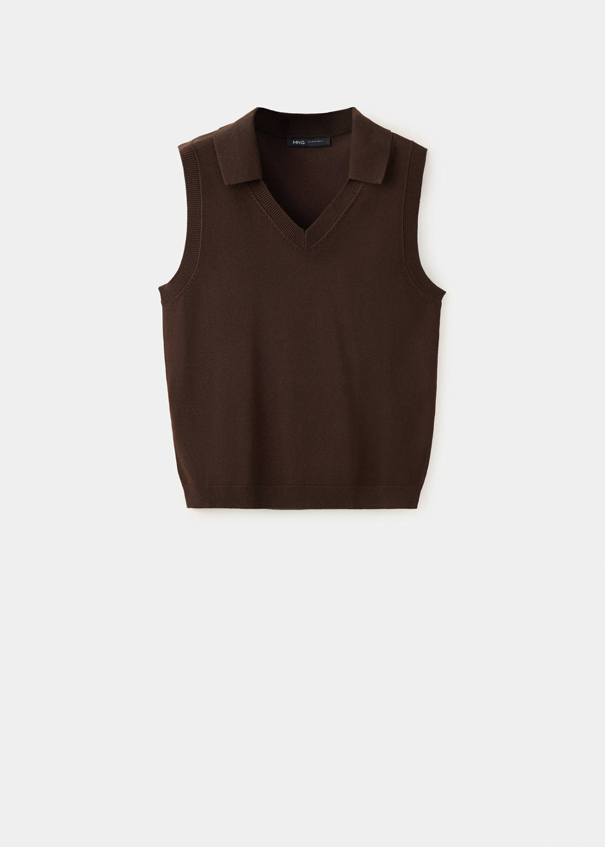 V-neck knit top — Chocolate