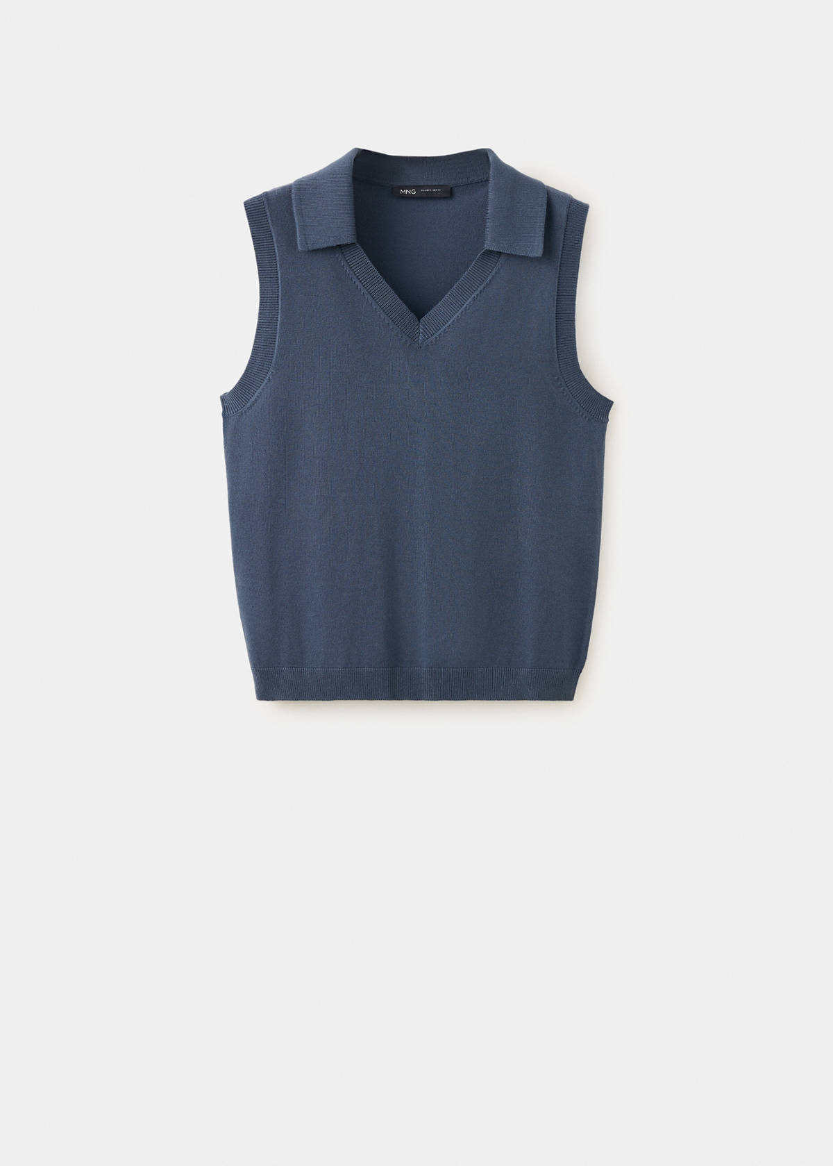 V-neck knit top — Medium Grey